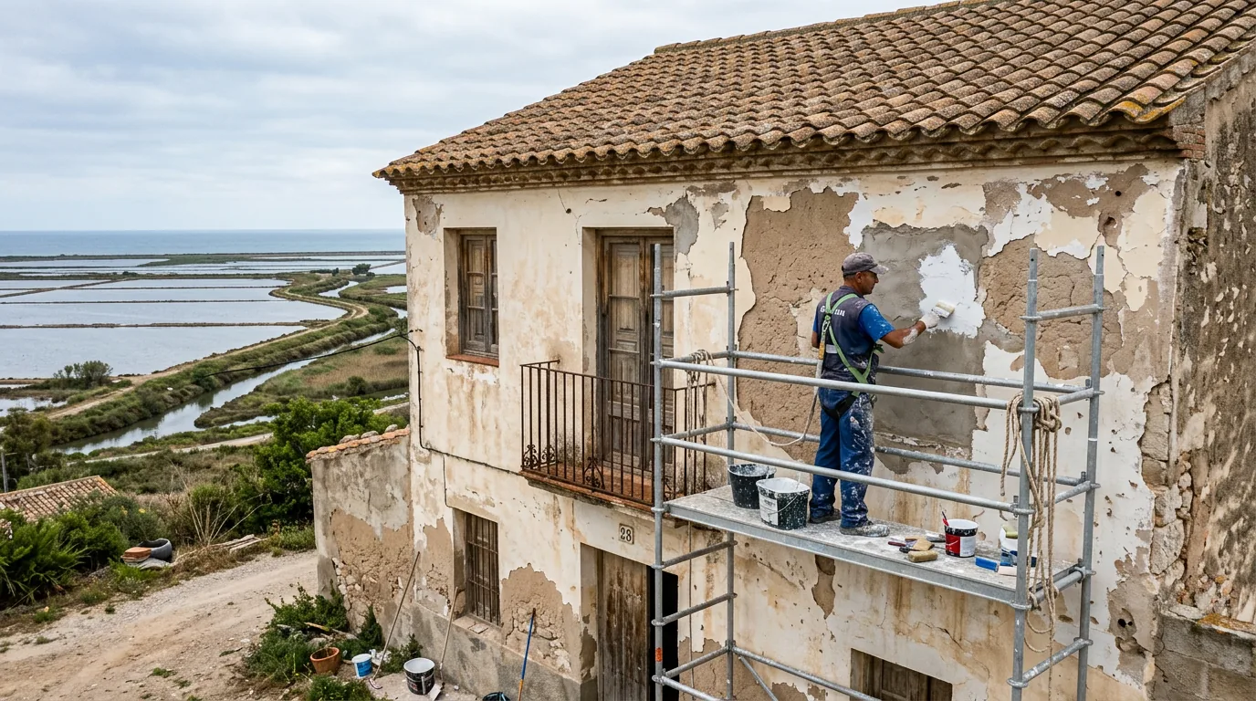Rehabilitación de fachada con humedad en el Delta de l'Ebre — Pinturas Monfor