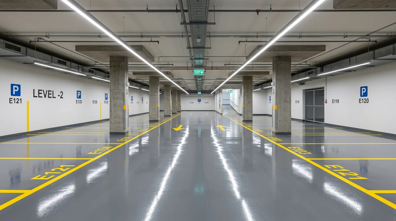 Suelo de garaje pintado con resina epoxi en Tarragona — Pinturas Monfor