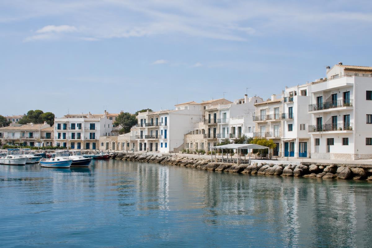 Fachadas blancas frente al puerto de L'Ametlla de Mar — Pinturas Monfor